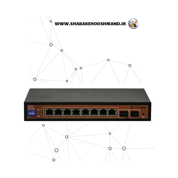 سوییچ 8 پورت مدیریتی PoE ایزیگیگز مدل SWU-2451-10GPS